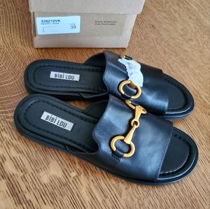 Anthropologie | Shoes | Bibi Lou Haruka Slide Sandals Black | Poshmark